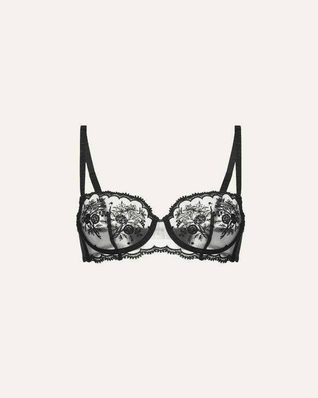 Intrigue Floral-Embroidered Demi Bra